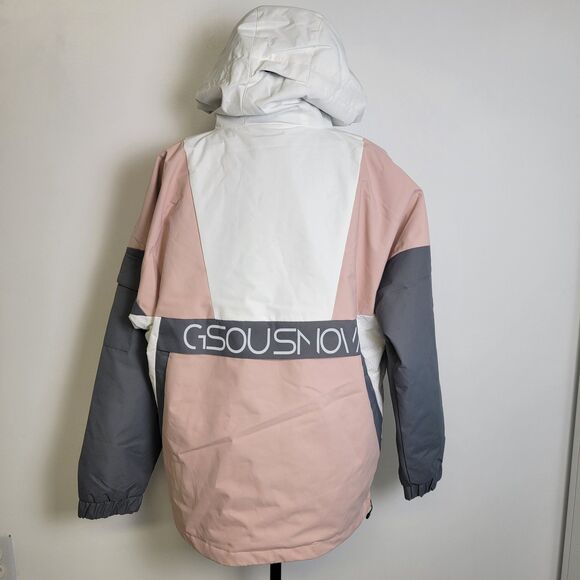 Gsou Snow Womens Pink/White Kangaroo Waterproof Baggy Snowboard Anarak Jacket S - Picture 5 of 16